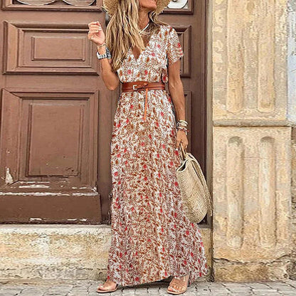 BohoGlam Hot Fashion Bohemian Stijl V-hals Bloemenjurk