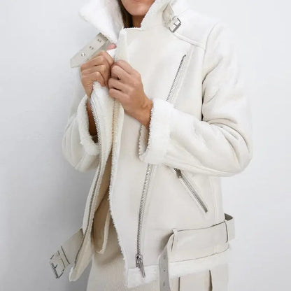 Dames Jas Winter - Warme Shearling Voering Imitatieleer - Mode Vibes