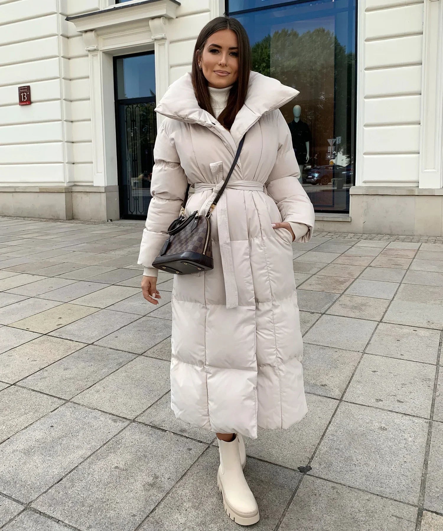 Evelyn Lange Winterjas Dames | Gewatteerd, Warm en Elegant 3