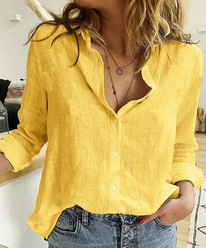 Evelyn | Comfortabel, flatterend katoenen shirt met lange mouwen