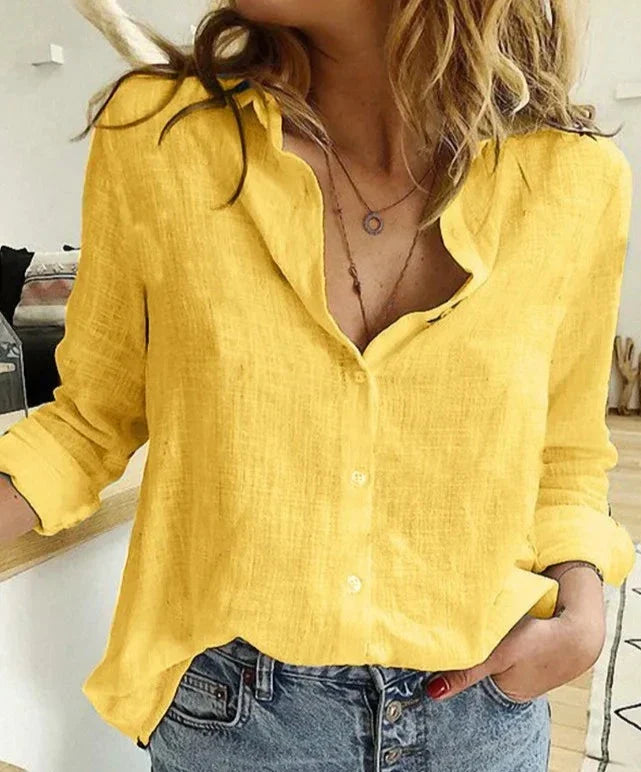 Evelyn | Comoda e raffinata camicia in cotone a maniche lunghe
