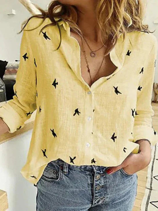 Evelyn | Comoda e raffinata camicia in cotone a maniche lunghe