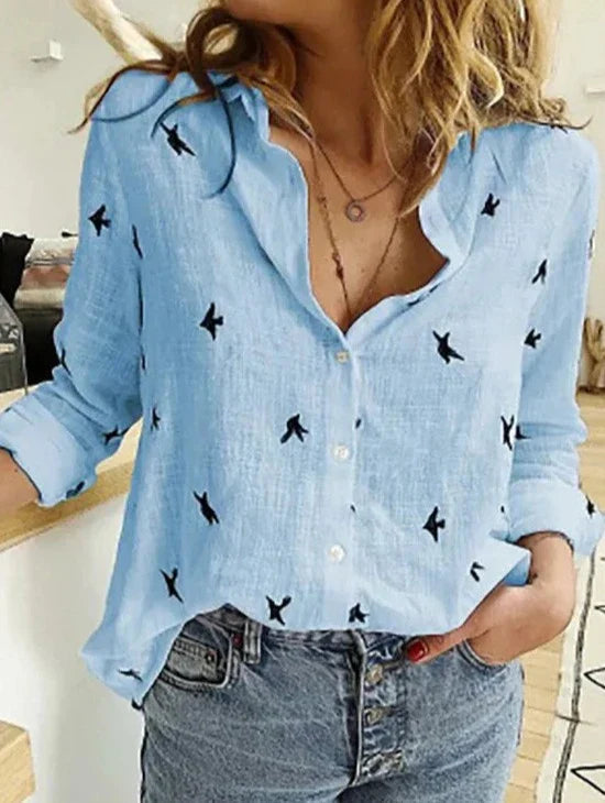 Evelyn | Comoda e raffinata camicia in cotone a maniche lunghe