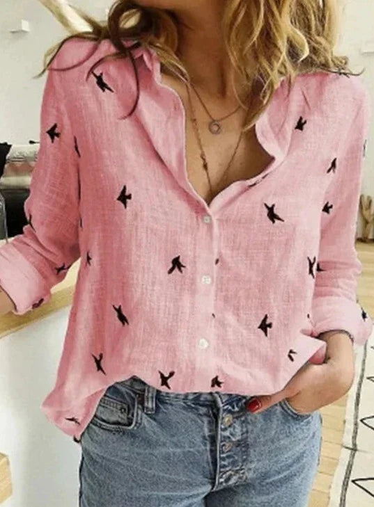 Evelyn | Comoda e raffinata camicia in cotone a maniche lunghe