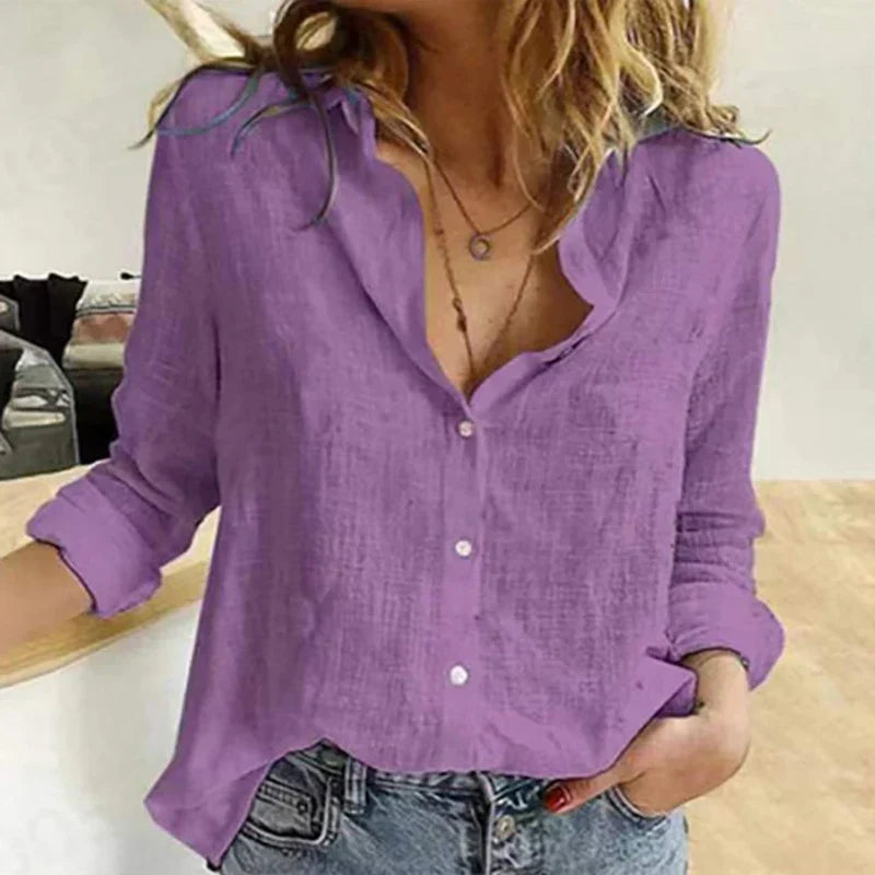 Evelyn | Comoda e raffinata camicia in cotone a maniche lunghe