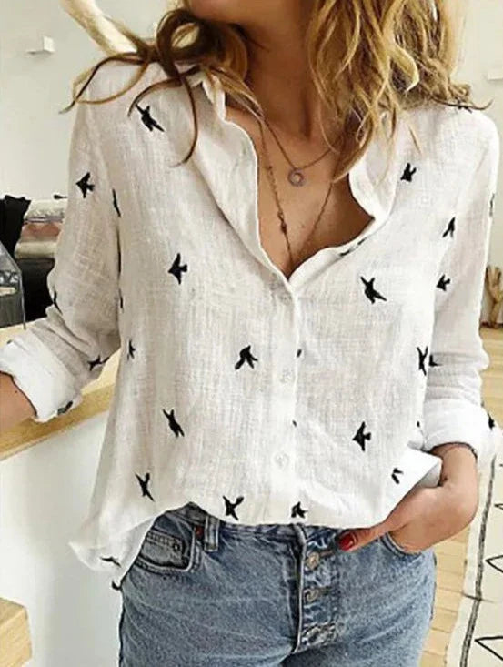 Evelyn | Comoda e raffinata camicia in cotone a maniche lunghe