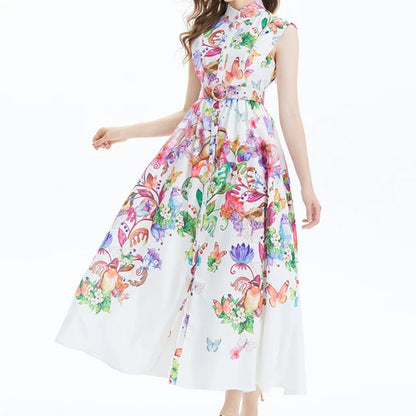 Dromerige Bloemenprint Chiffon Jurk voor Vrouwen