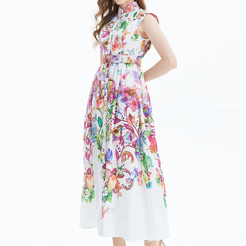 Dromerige Bloemenprint Chiffon Jurk voor Vrouwen