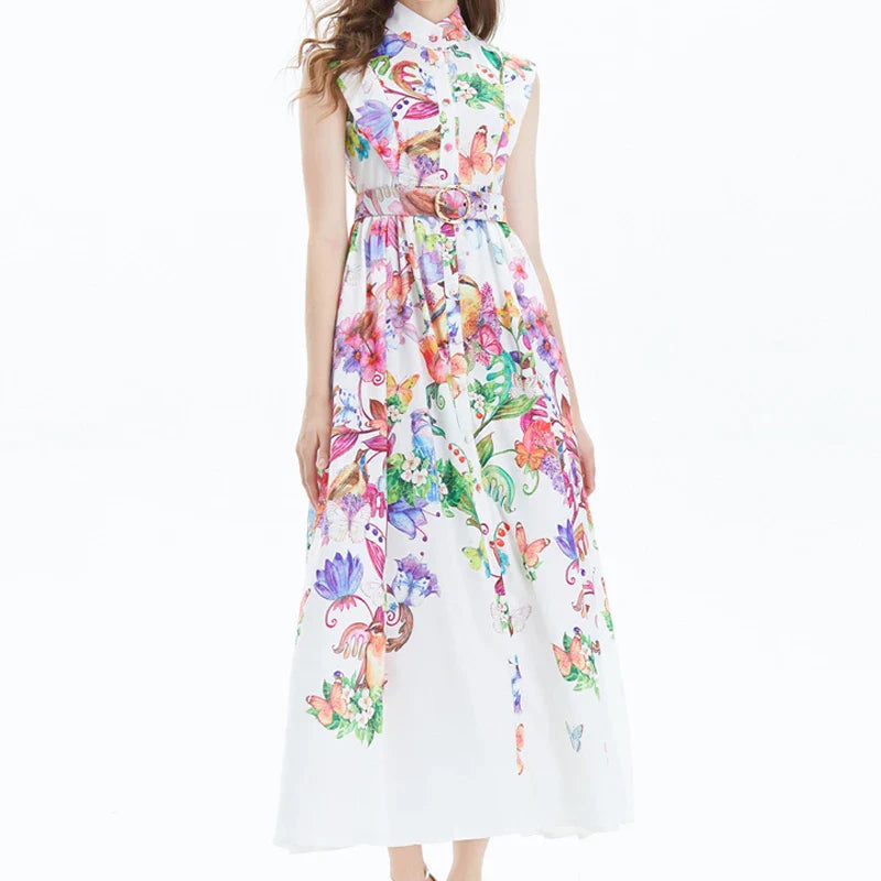 Dromerige Bloemenprint Chiffon Jurk voor Vrouwen