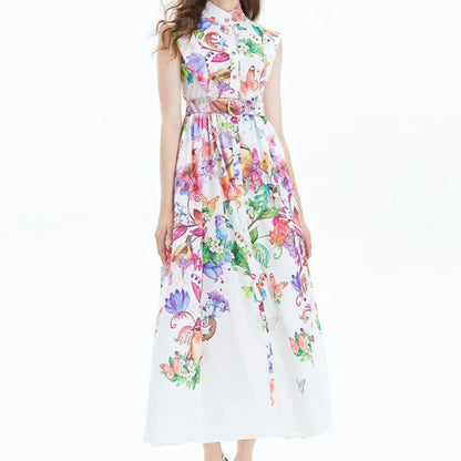Dromerige Bloemenprint Chiffon Jurk voor Vrouwen