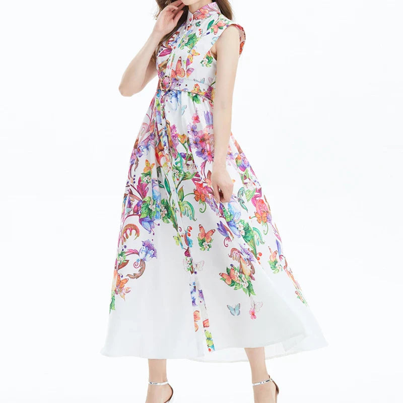 Dromerige Bloemenprint Chiffon Jurk voor Vrouwen