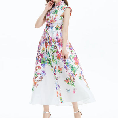 Dromerige Bloemenprint Chiffon Jurk voor Vrouwen