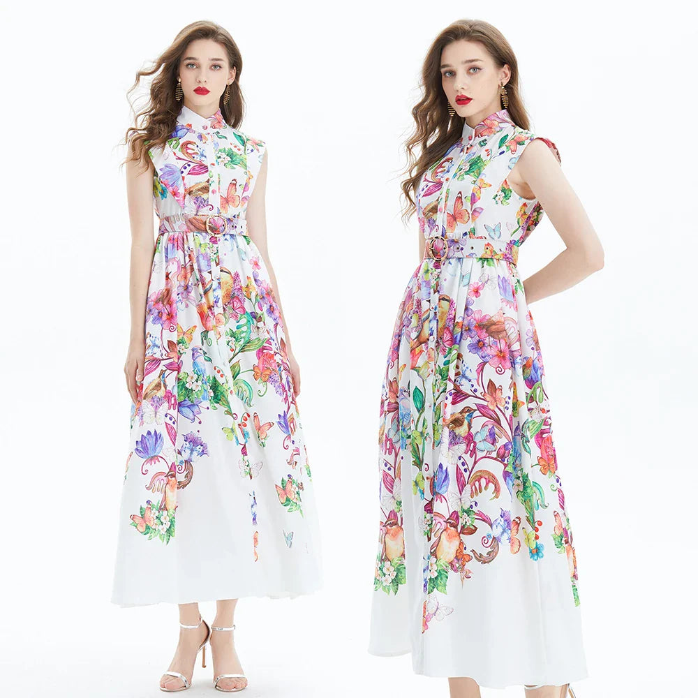 Dromerige Bloemenprint Chiffon Jurk voor Vrouwen