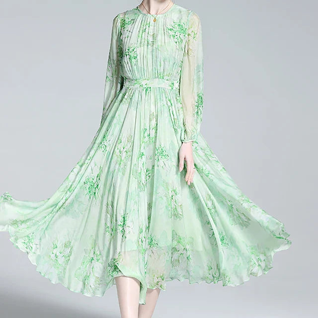 Evnisi Zijden Bloemenprint Jurk: Elegante Zomerstijl 2024