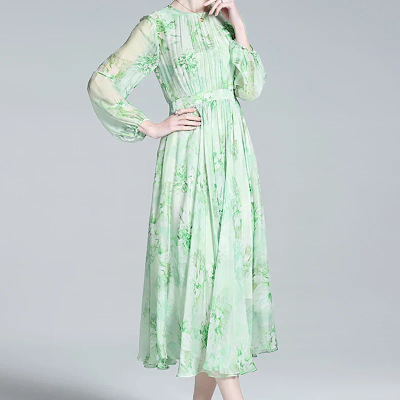 Evnisi Zijden Bloemenprint Jurk: Elegante Zomerstijl 2024