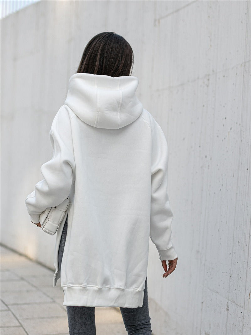 Oversized Jurk met Capuchon Voor Vrouw Losse Pasvorm