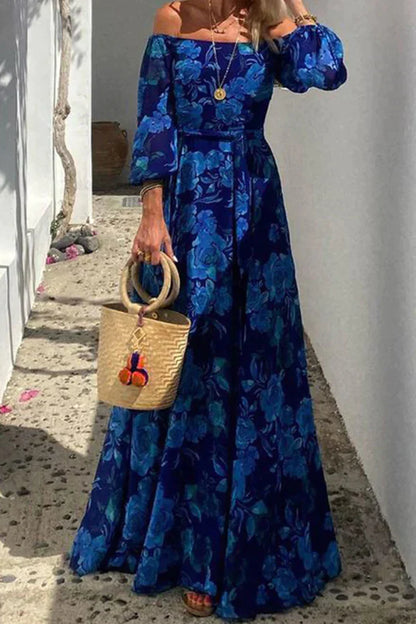 Maxi Jurk Gebloemd Off-Shoulder Zomerjurk Voor Vrouwen