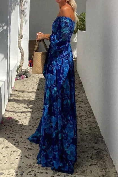 Maxi Jurk Gebloemd Off-Shoulder Zomerjurk Voor Vrouwen