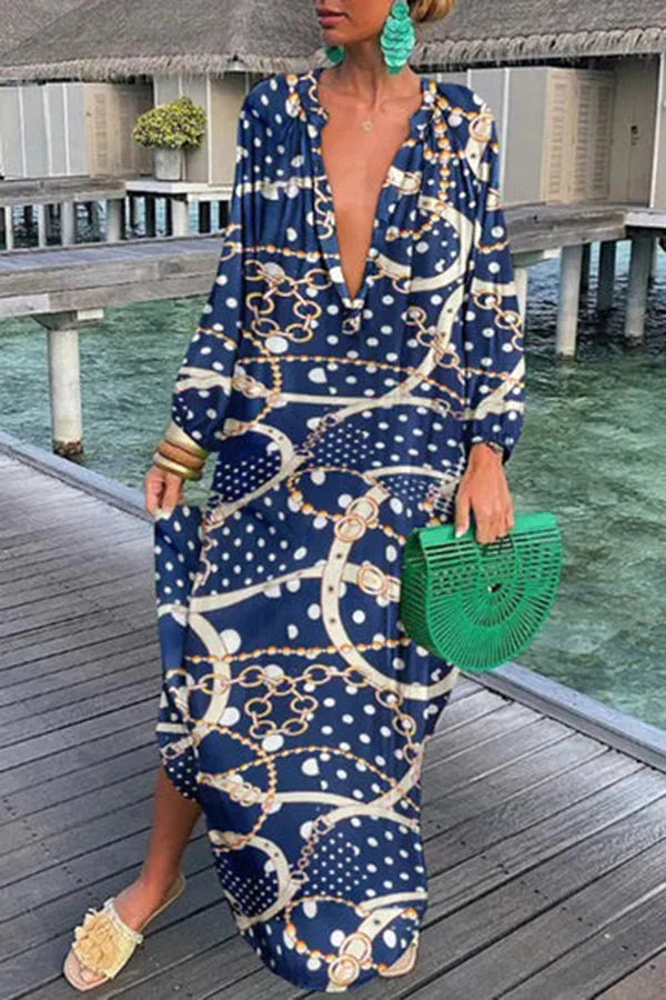 Elegante Jurk Lange Mouwen Losse Vrouwenjurk