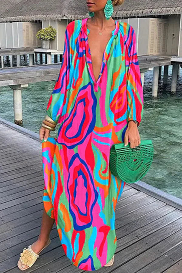 Elegante Jurk Lange Mouwen Losse Vrouwenjurk