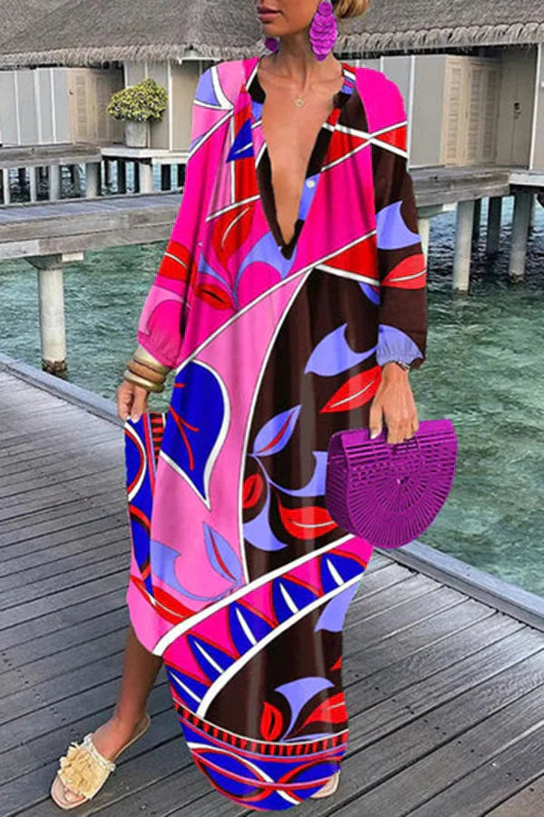 Elegante Jurk Lange Mouwen Losse Vrouwenjurk - Mode Vibes