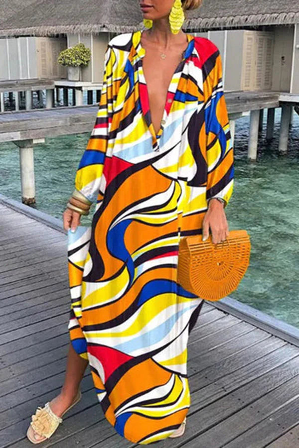 Elegante Jurk Lange Mouwen Losse Vrouwenjurk
