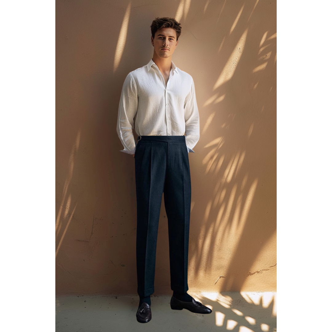 Heren Broek Vintage Plooi Stijl
