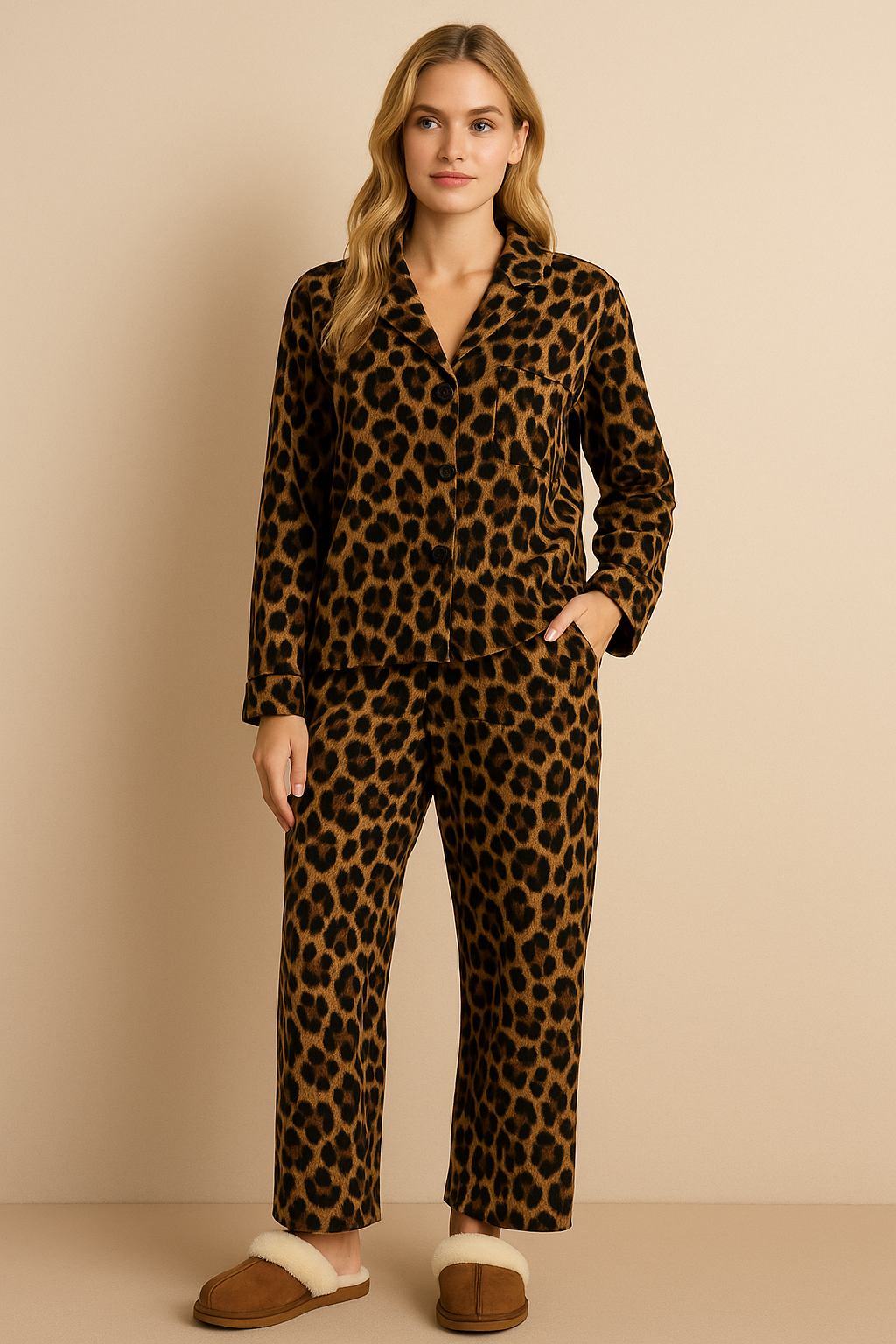 Dames Pyjama Set Panterprint Zacht Tweedelig - Mode Vibes