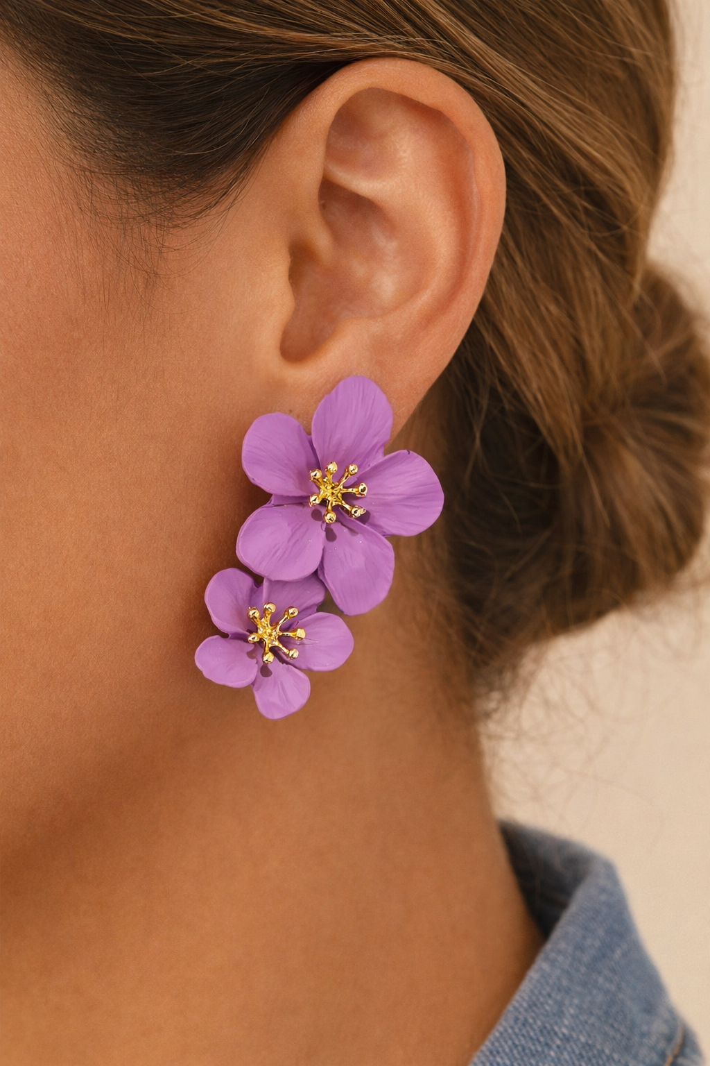 Dames Oorbellen Dubbele Bloem Trendy Zilver металли - Mode Vibes