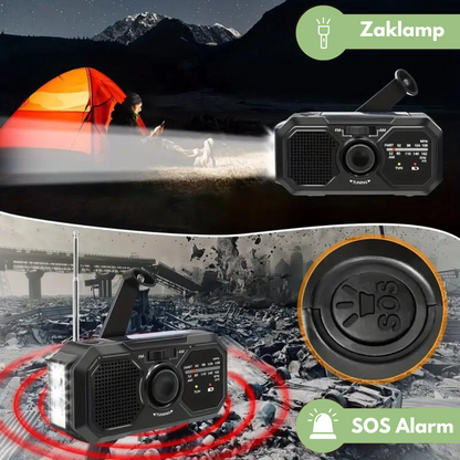 Noodradio Opwindbaar met Zaklamp en FM Radio