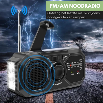 Noodradio Opwindbaar met Zaklamp en FM Radio