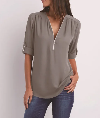 Vrouwen Blouse Met Ritssluiting Comfortabel en Stijlvol - Mode Vibes
