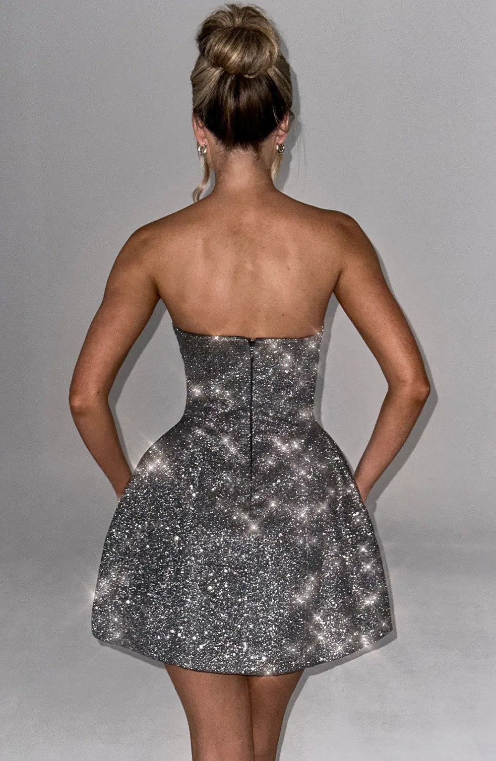 Korte Glitter Jurk Glinsterend Feestjurk Mini