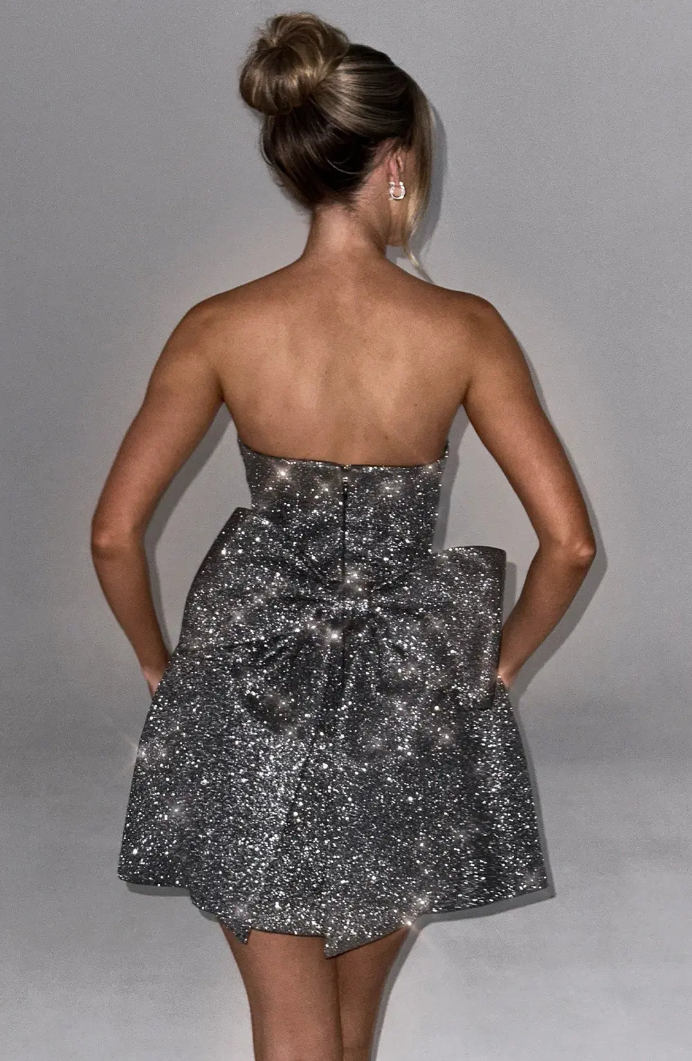 Korte Glitter Jurk Glinsterend Feestjurk Mini