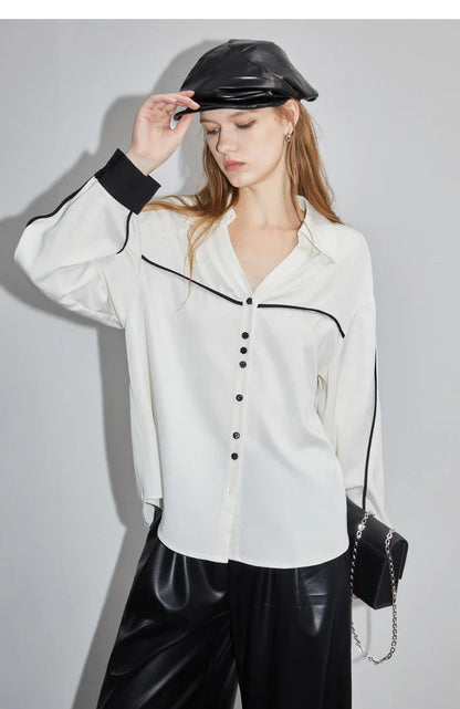 Luminous Luxe Witte Lange Mouwen Blouse