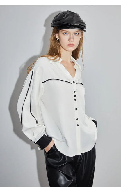 Luminous Luxe Witte Lange Mouwen Blouse