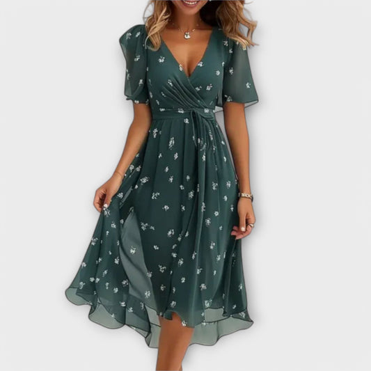 Farlon | Elegant Wikkel Dames Midi Jurk voor Bruiloft 0