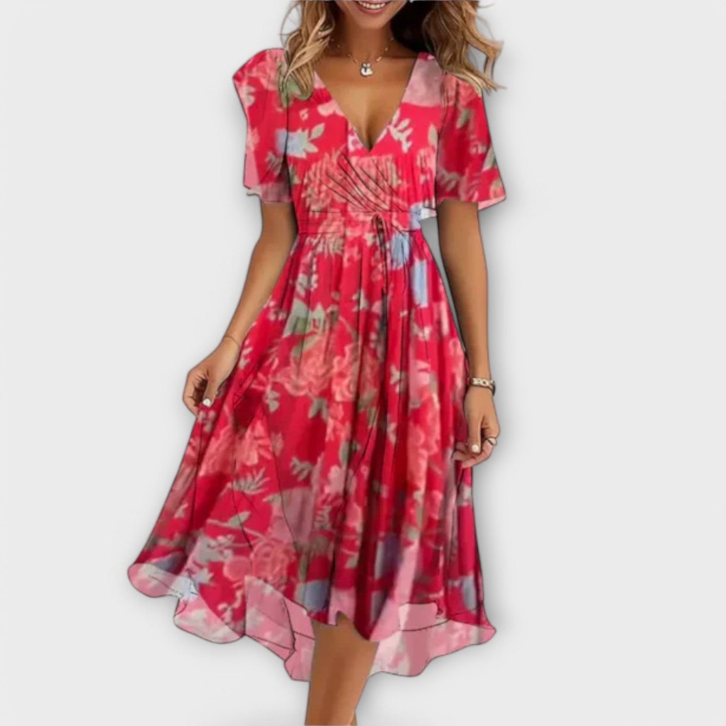 Farlon | Elegant Wikkel Dames Midi Jurk voor Bruiloft 1