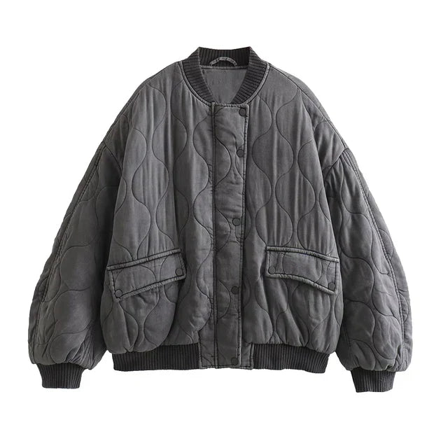 Dames Bomberjack Groot Oversized Grijs - Mode Vibes