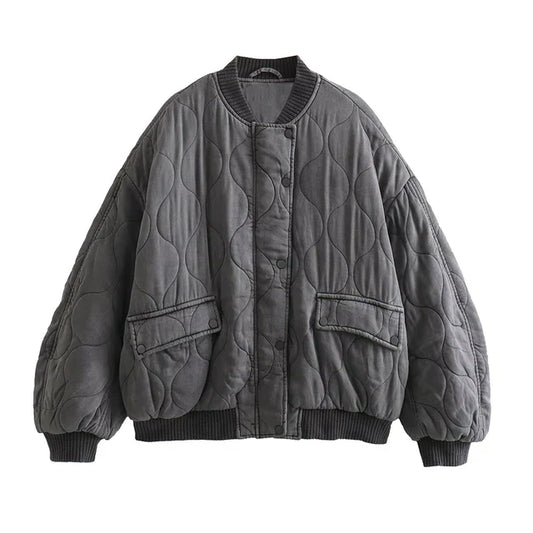 Dames Bomberjack Groot Oversized Grijs - Mode Vibes