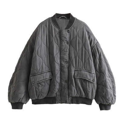 Dames Bomberjack Groot Oversized Grijs