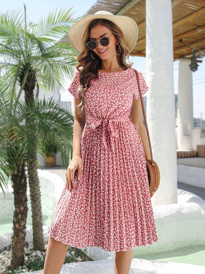Eleganza Couture Fashion Floral Pleated A Line Dress