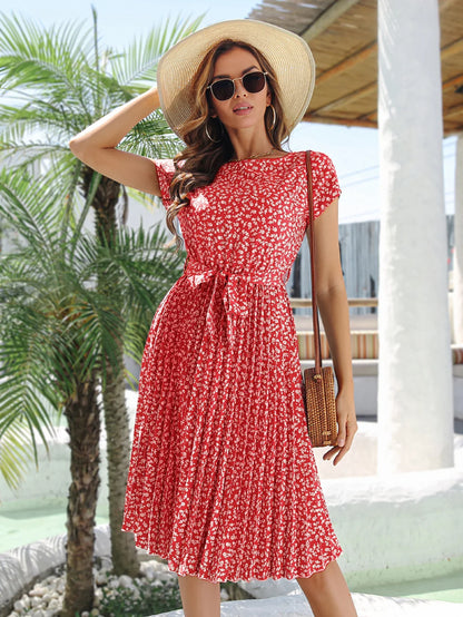FashionTrend Chic Bloemen Plooi A-Lijn Lange Jurk