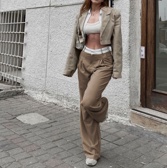 Hoge Taille Rechte Broek voor Vrouw Fashion Model