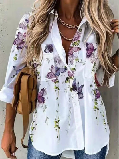Aurora Elegante Lange Mouwen Blouse