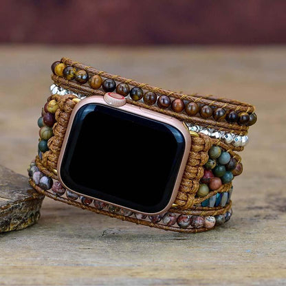 Apple Watch Horlogeband Tijgeroog Patroon Verstelbaar