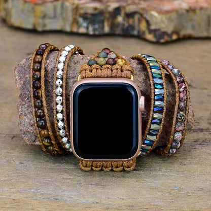 Apple Watch Horlogeband Tijgeroog Patroon Verstelbaar