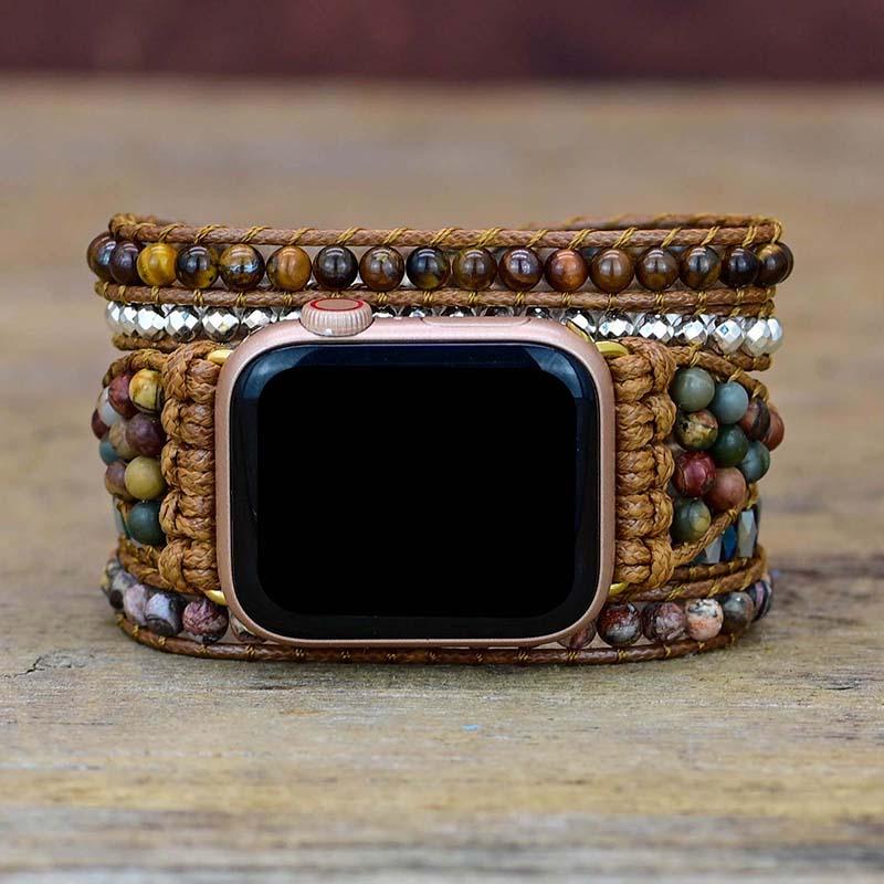 Apple Watch Horlogeband Tijgeroog Patroon Verstelbaar