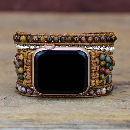 Apple Watch Horlogeband Tijgeroog Patroon Verstelbaar