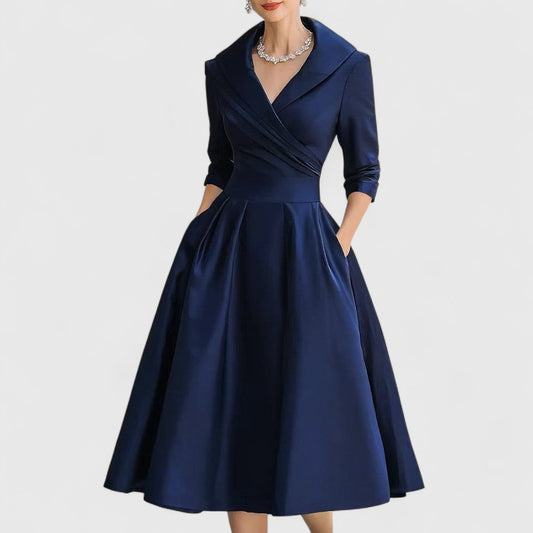 Faylin | Elegante Midi Jurk Dames met V-hals 0